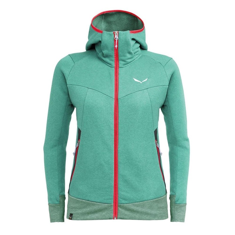 SALEWA Women's Pure Mountain Dry Full-Zip Hoodie - Feldspar Green Melange