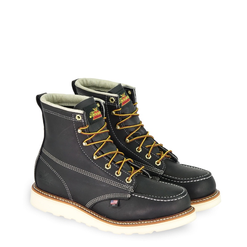 Thorogood 814-6201 Men's American Heritage 6" Black Moc Toe MAXWear Wedge Non-Safety Toe Work Boot