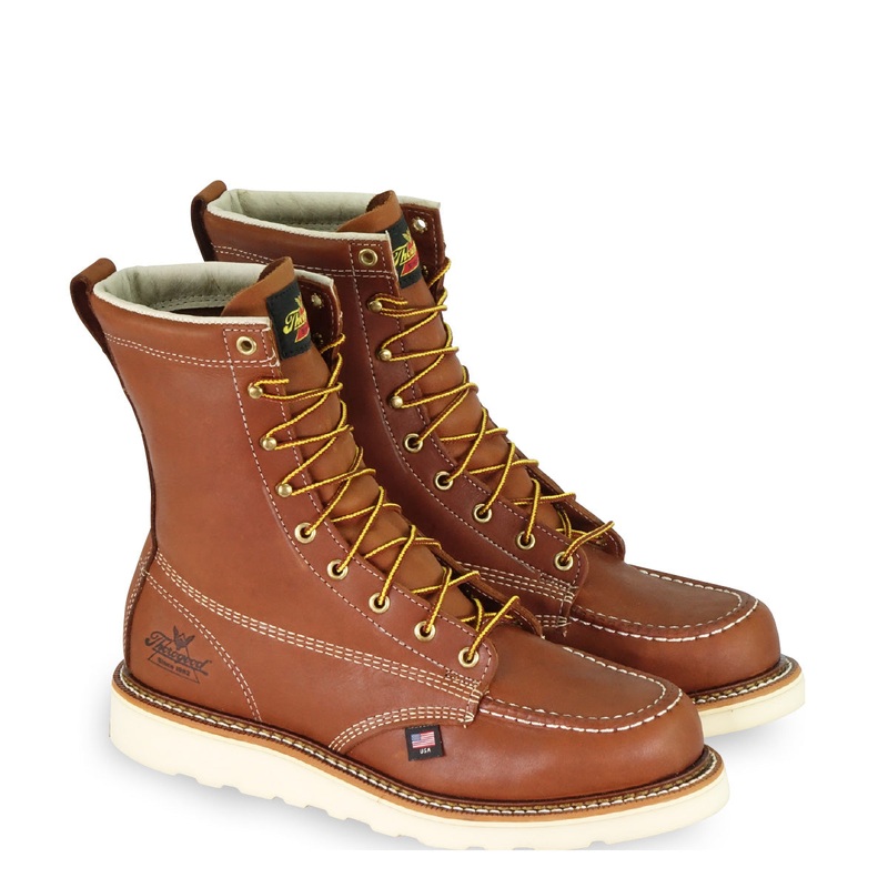 Thorogood Men's American Heritage 8" Tobacco (804-4208) or Trail Crazyhorse (804-4478) Moc Toe MAXWear Wedge Steel Safety Toe Work Boot