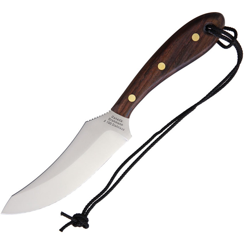 Grohmann Large Skinner Rosewood Stainless Fixed Blade Knife w/ Sheath 100S