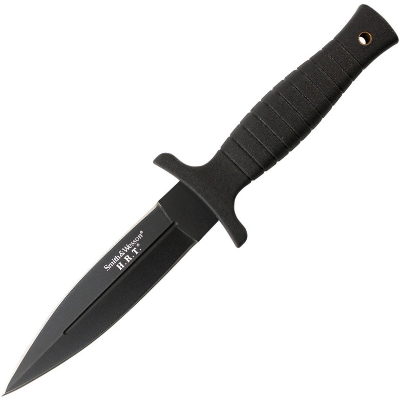 Smith & Wesson HRT Black TPE 7Cr17MoV Double Edge Fixed Blade Boot Knife HRT9BCP