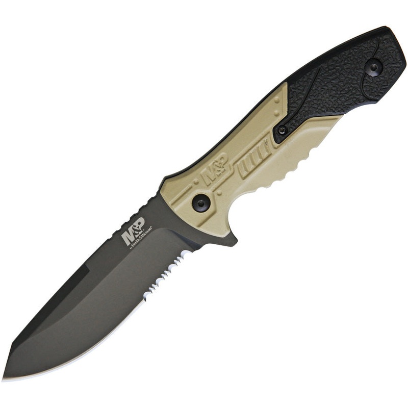 Smith & Wesson M&P Brown & Black Aluminum 8Cr13MoV Fixed Blade Knife MPF2CS   - On Sale