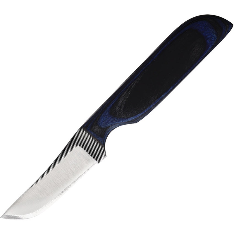 Anza Blue & Black Wood Clip Pt Fixed Blade Knife w/ Leather Belt Sheath WKR3BBW