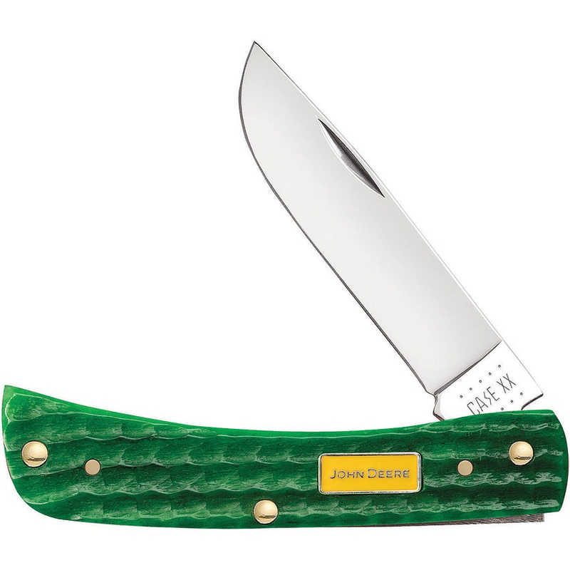 Case Cutlery John Deere Sod Buster Jr Green Bone Folding Stainless Knife 15766