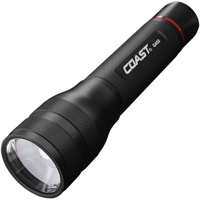 Coast G450 Black & Red Aluminum Water Resistant Flashlight 30122