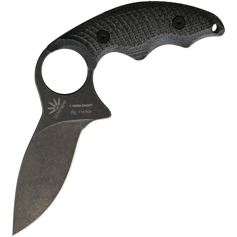 Fred Perrin La Griffe Black G10 440C Stainless Fixed Blade Knife w/ Sheath 2103