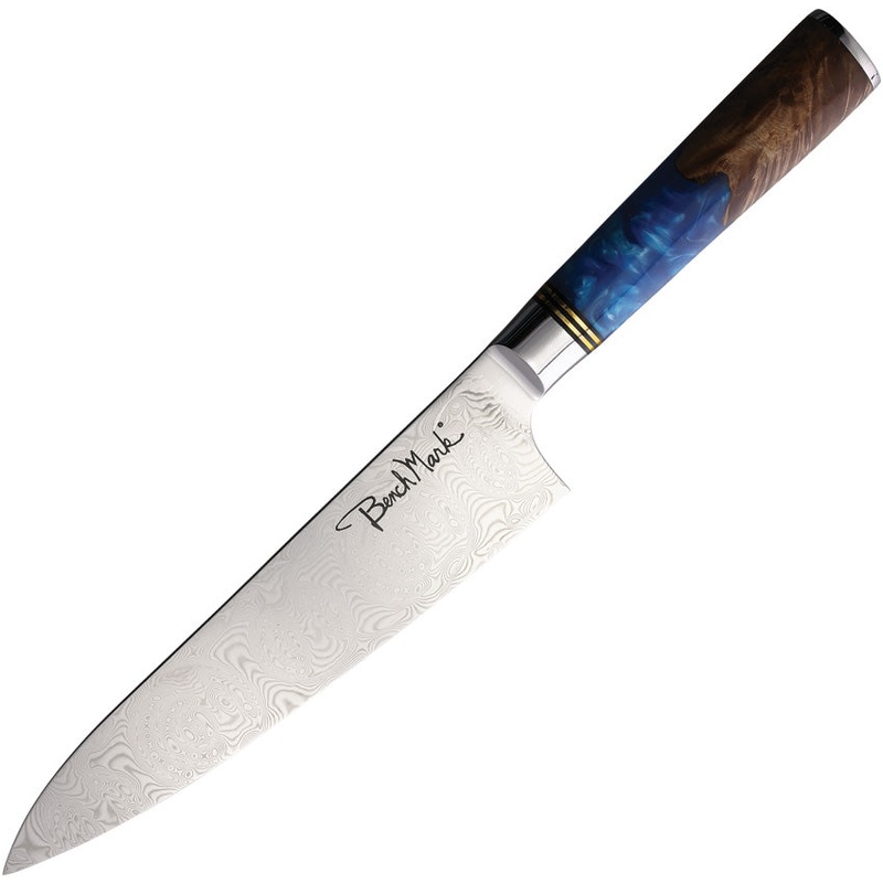 Benchmark Chef's Japanese Curly Birch & Resin Damascus Kitchen Knife 122