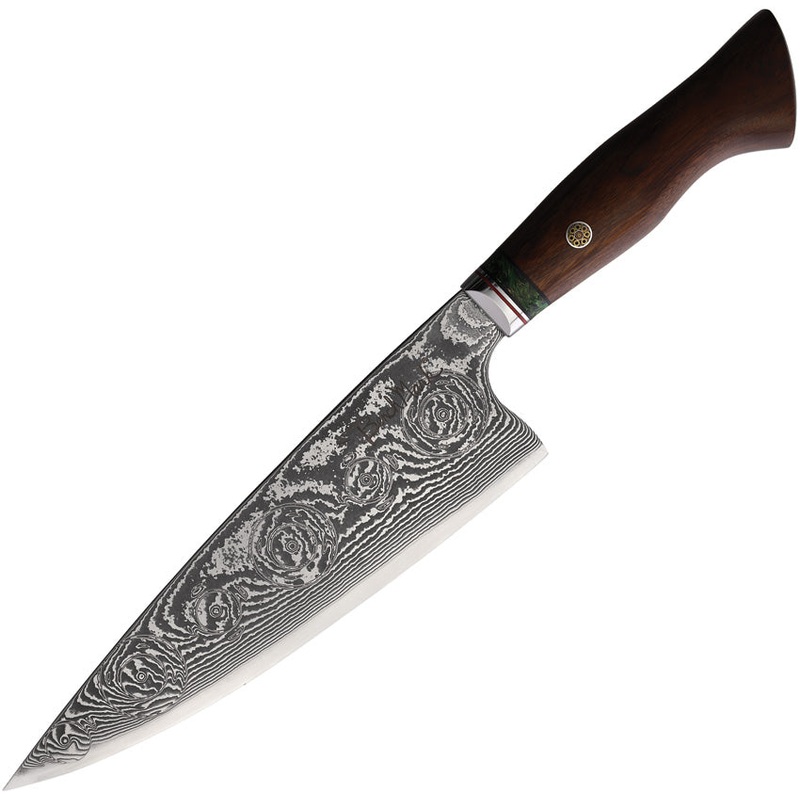 Benchmark Chefs Rose Brown Rosewood Damascus Kitchen Knife 124   - On Sale