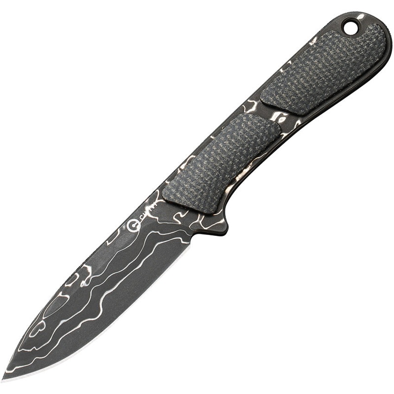 Civivi Mini Elementum Dark Green Micarta Damascus Fixed Blade Knife 23010DS1