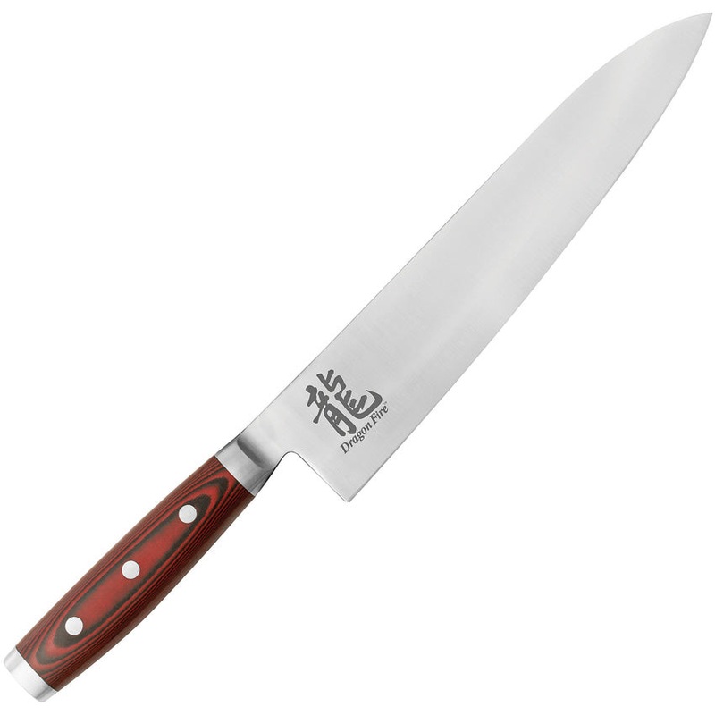 Dragon Apogee Chefs Red Micarta CTS-BD1 Stainless Kitchen Knife 00810