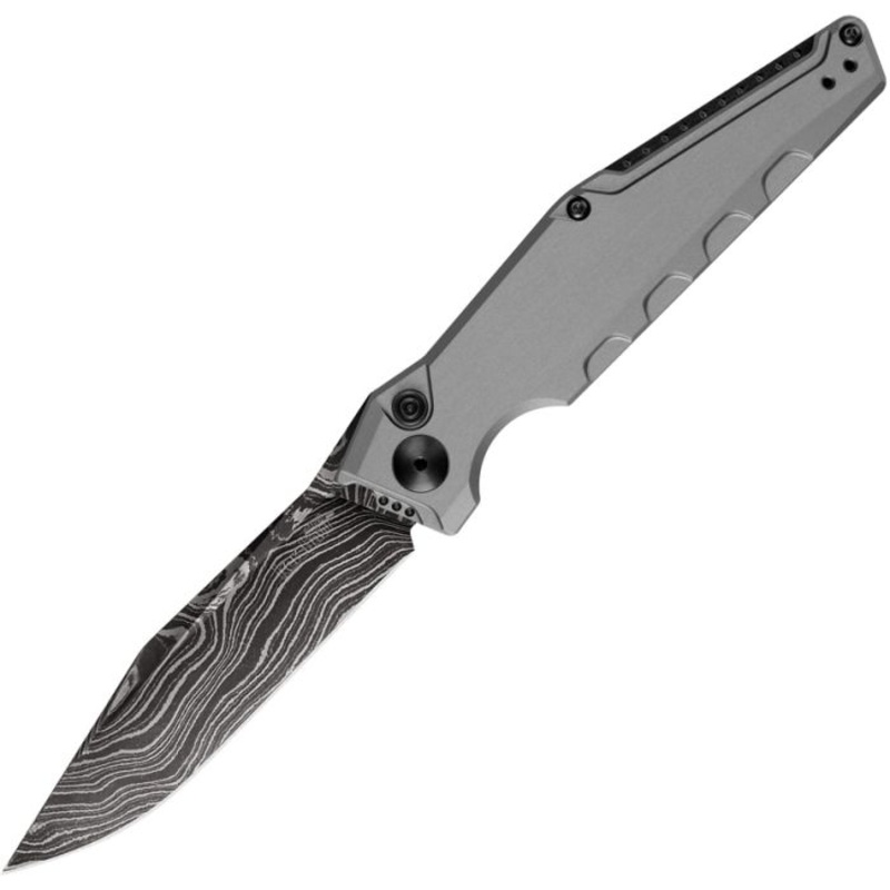 Kershaw Automatic Launch 7 Knife Button Lock Gray Aluminum Damascus Blade 7900GRYDAM   - On Sale