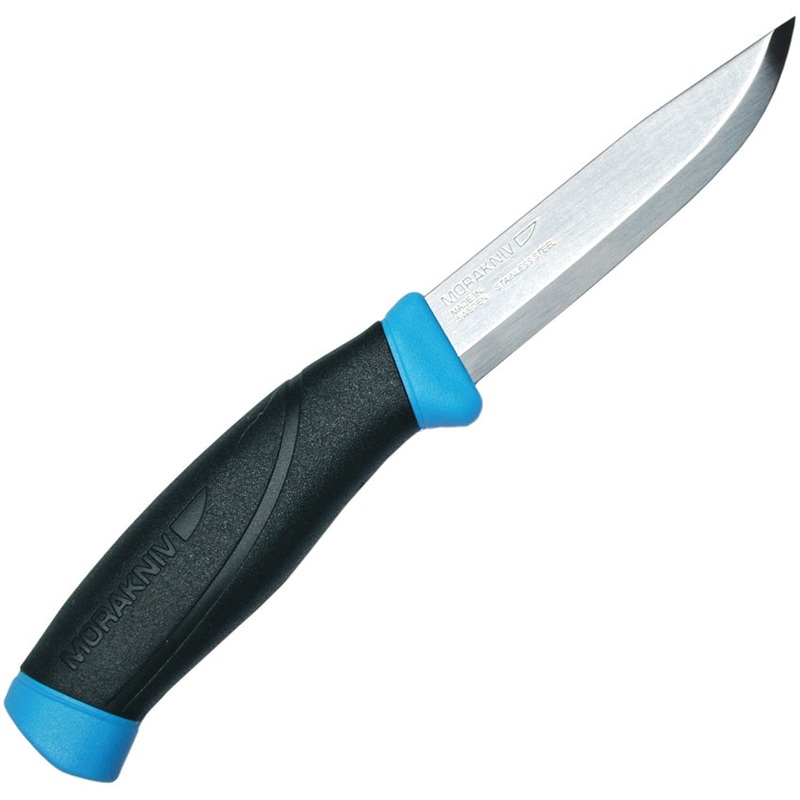 Mora Morakniv Companion Blue & Black Rubber Stainless Fixed Blade Knife w/ Sheath 13426