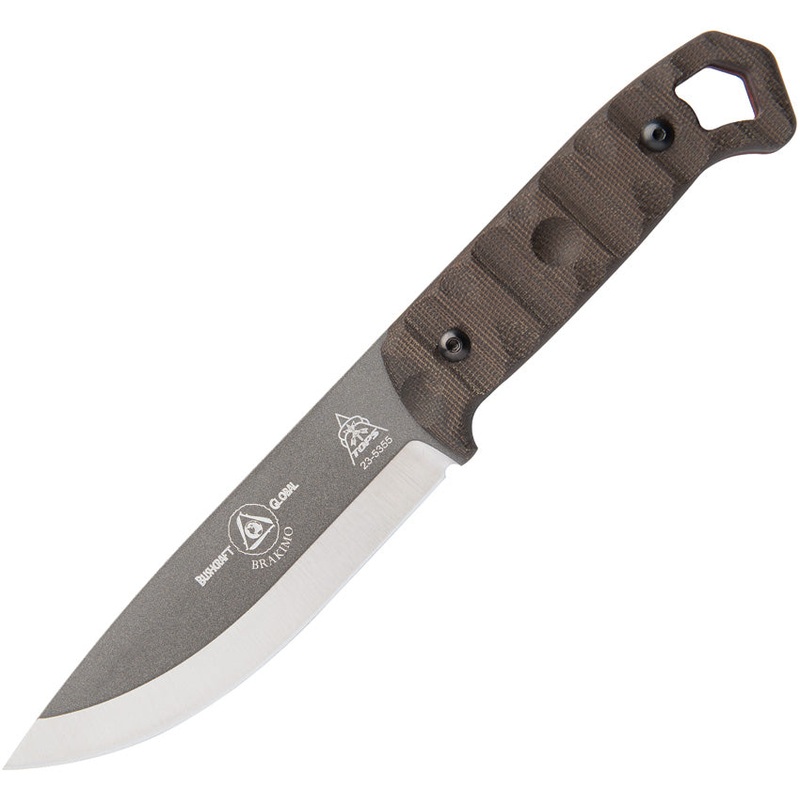 TOPS Brakimo Green Micarta Tungsten 1095 Fixed Blade Knife w/ Sheath BRAK02R