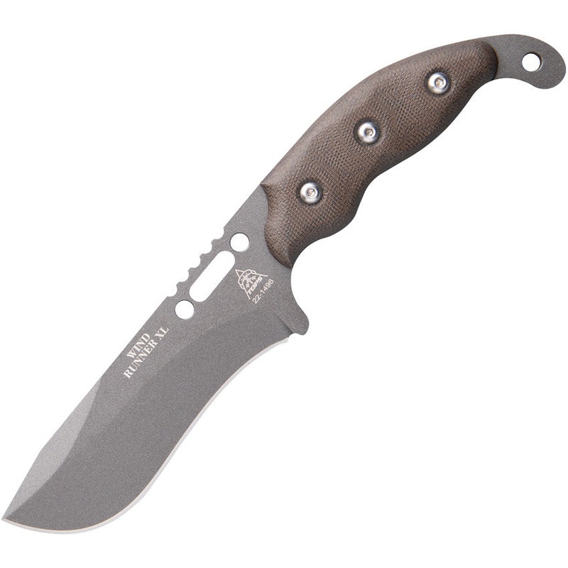 TOPS Wind Runner XL Green Micarta Tungsten 1095 Fixed Blade Knife WDRXL02