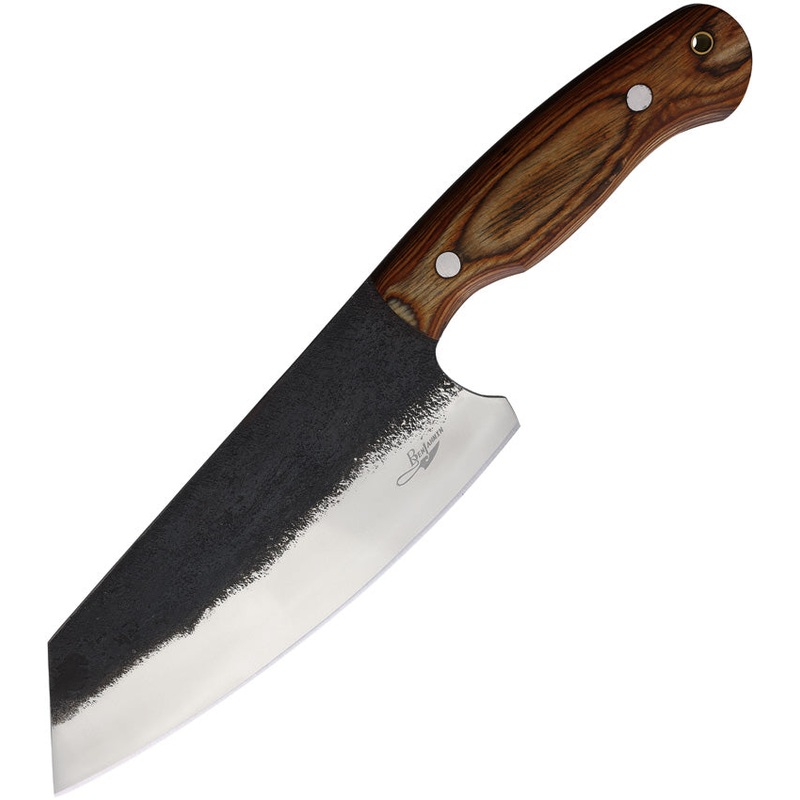 BenJahmin Knives Camp Cleaver Brown Wood Stainless Fixed Blade Knife 028