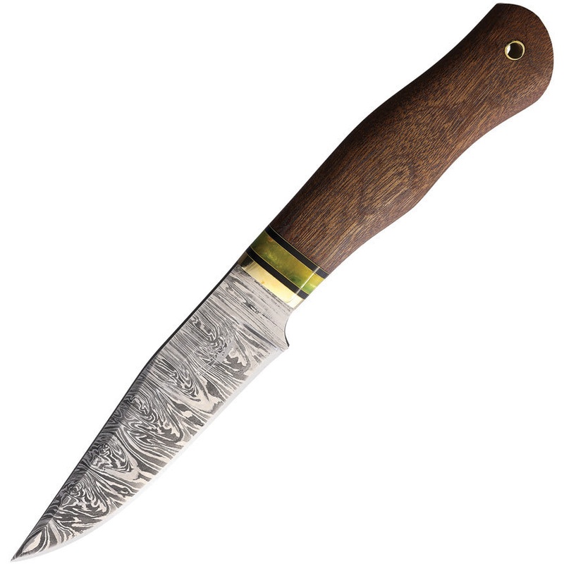 BenJahmin Knives Damascus Fighter Wood Damascus Steel Fixed Blade Knife 006- On Sale