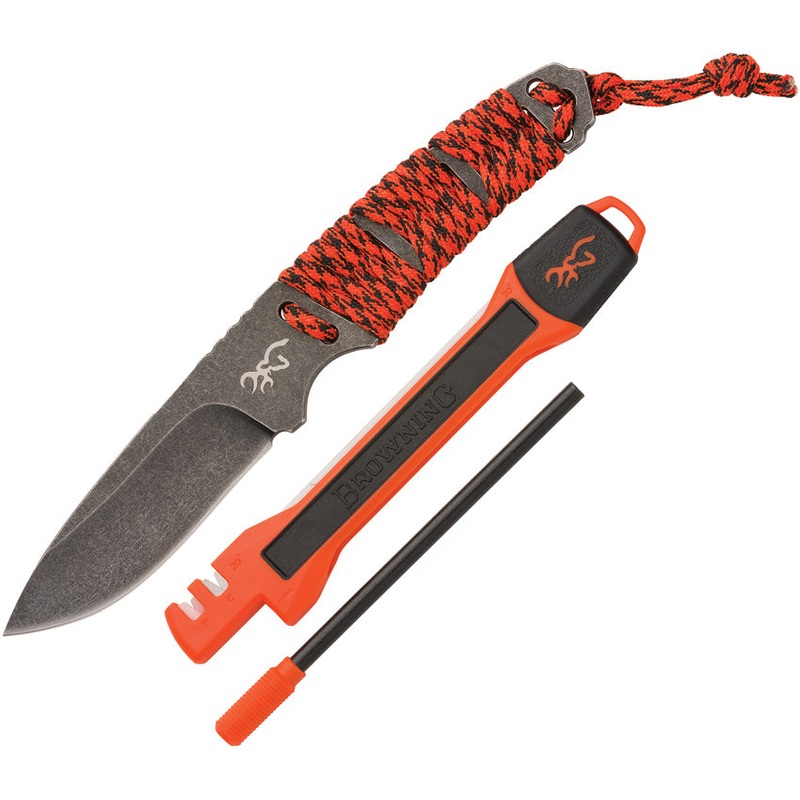 Browning Last Light Combo Orange Paracord 8Cr13MoV Steel Fixed Blade Knife 0364
