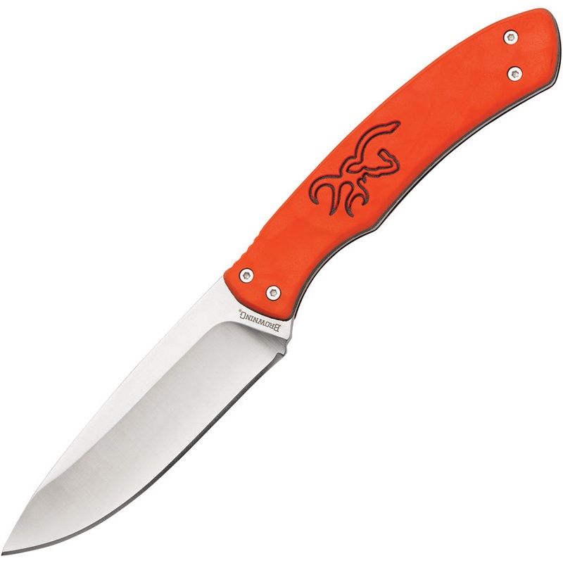Browning Primal Orange Rubber Stainless Steel Drop Point Fixed Blade Knife 0336- On Sale