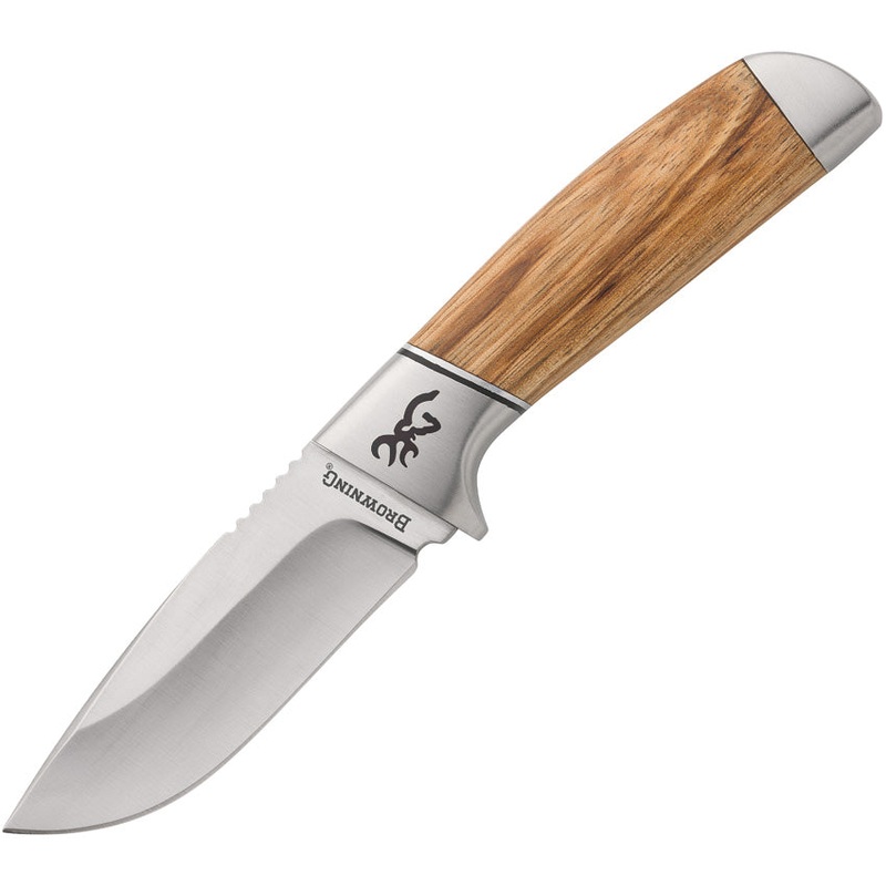 Browning Sage Creek Brown & Tan Zebrawood 9Cr18MoV Fixed Blade Knife 0535B