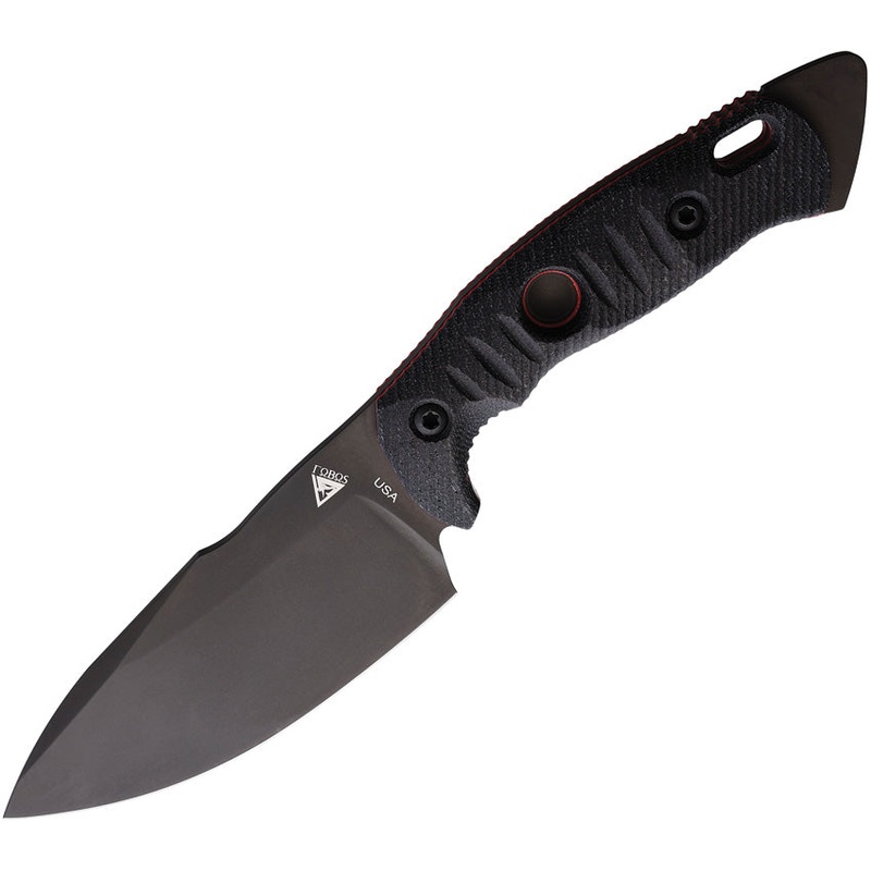 Fobos Knives Alaris Blk/Red Micarta Carbon Steel Fixed Blade Knife w/Sheath 035
