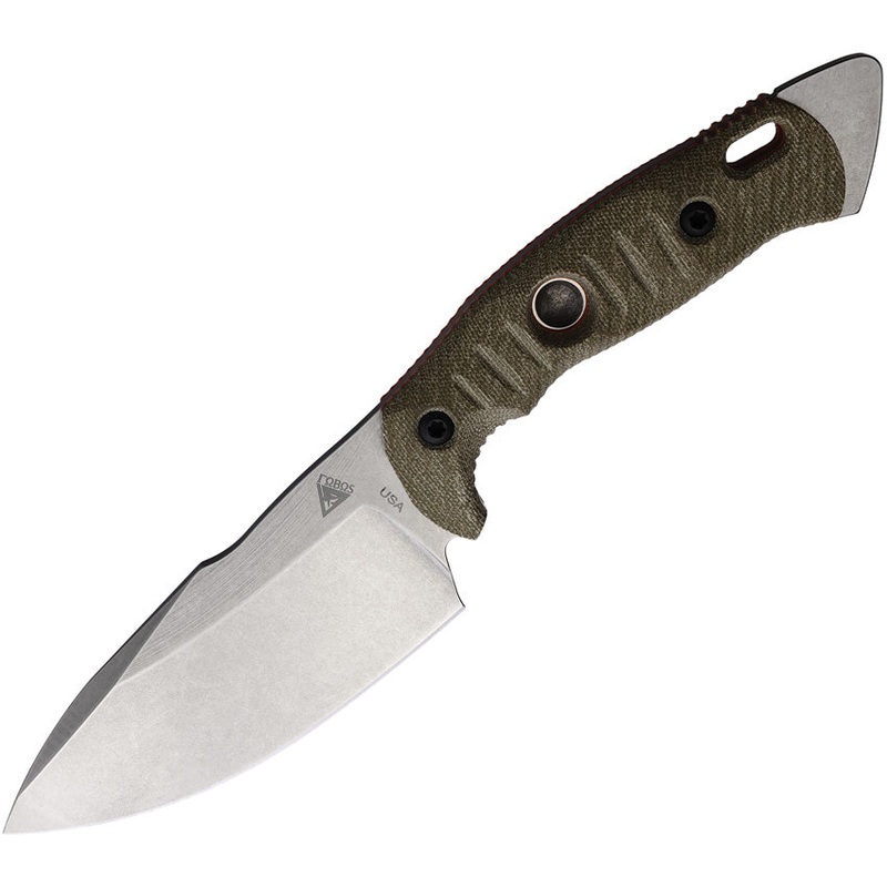 Fobos Knives Alaris Grn/Org Micarta Carbon Steel Fixed Blade Knife w/Sheath 040