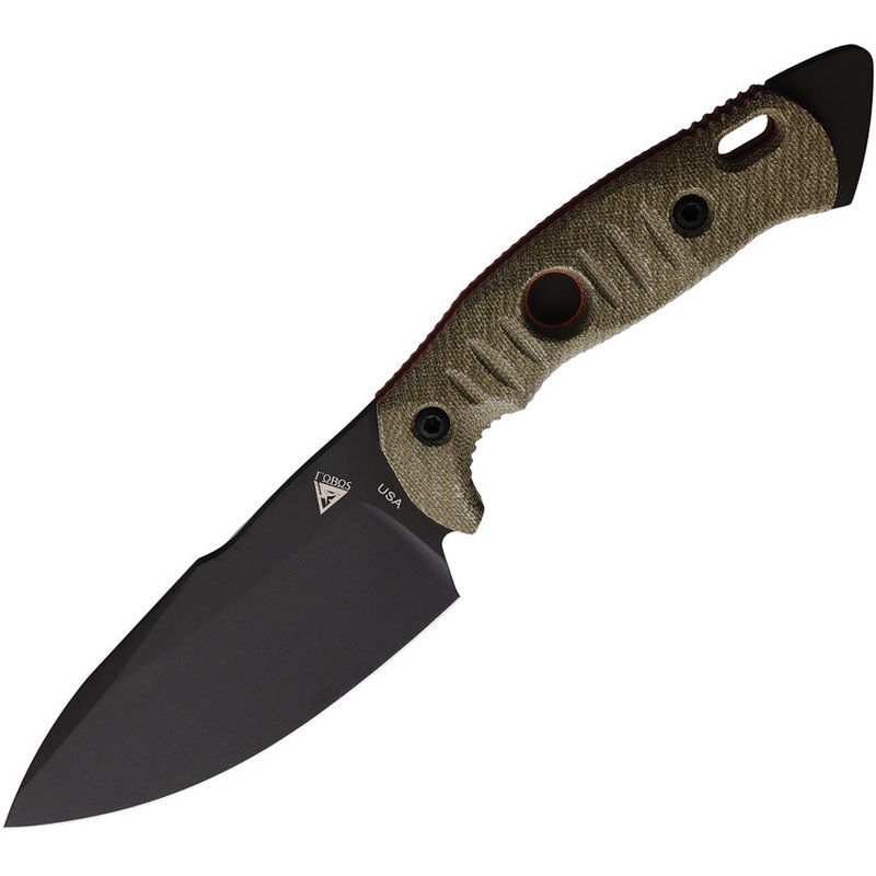 Fobos Knives Alaris Grn/Org Micarta Carbon Steel Fixed Blade Knife w/Sheath 041