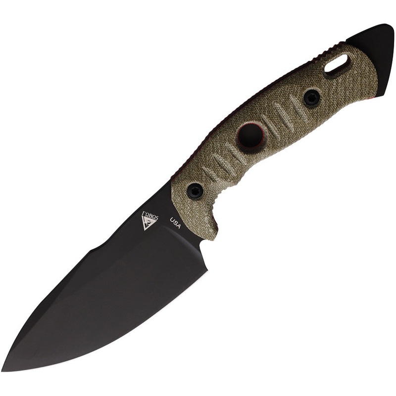 Fobos Knives Alaris Grn/Red Micarta Carbon Steel Fixed Blade Knife w/Sheath 039