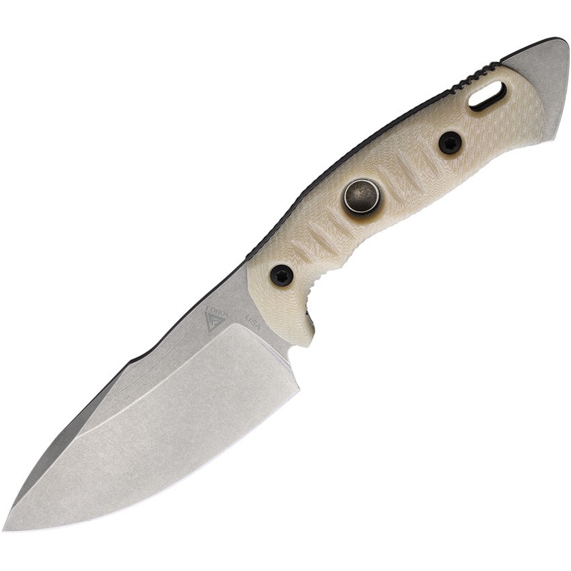 Fobos Knives Alaris Ivr/Blk Micarta Carbon Steel Fixed Blade Knife w/Sheath 044