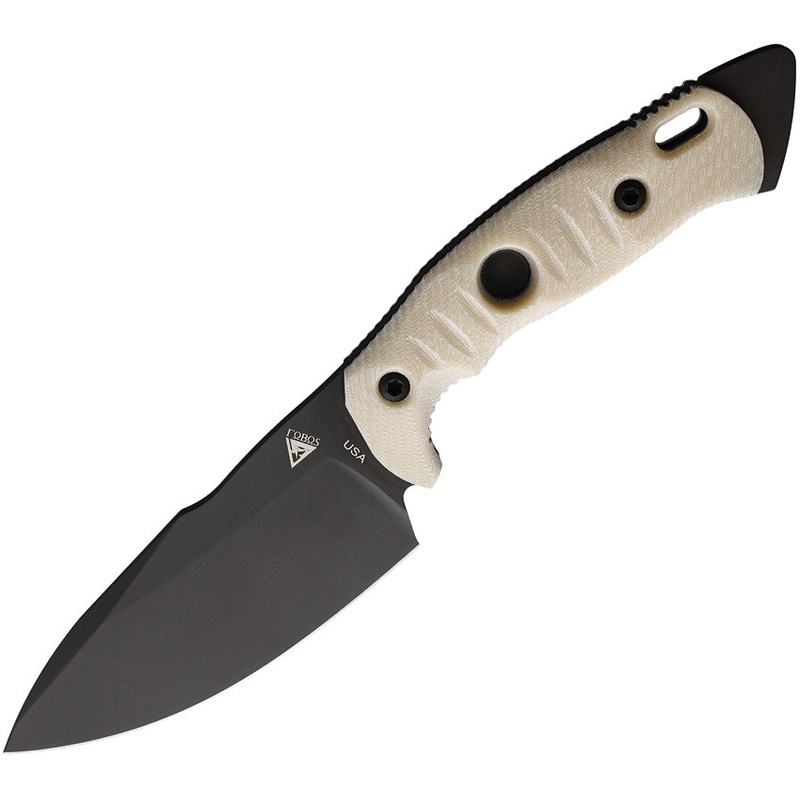 Fobos Knives Alaris Ivr/Blk Micarta Carbon Steel Fixed Blade Knife w/Sheath 045
