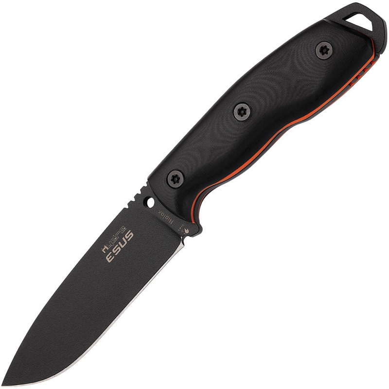 Hydra Knives Esus Black G10 Niolox Steel Fixed Blade Knife w/ Belt Sheath S03  -On Sale