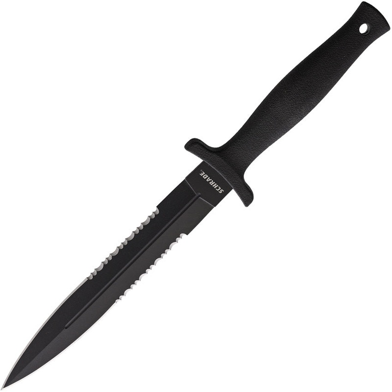 Schrade Boot Black Smooth Rubber Stainless Steel Fixed Blade Knife F44LS