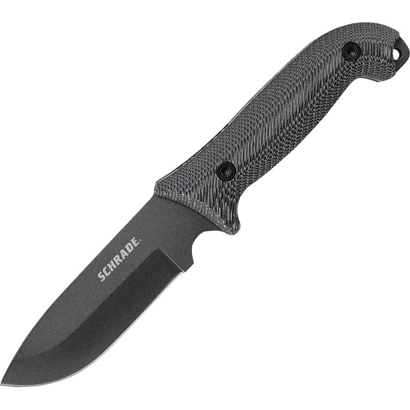 Schrade Frontier Black/Grey Smooth Micarta Carbon Steel Fixed Blade Knife F51M