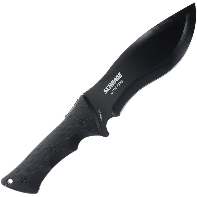 Schrade Little Ricky Black Synthetic 65Mn Steel Fixed Blade Knife 1182513