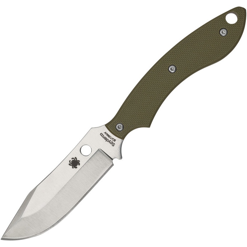 Spyderco Stok Bowie OD Green G10 8Cr13MoV Fixed Blade Knife w/ Sheath FB49GPOD