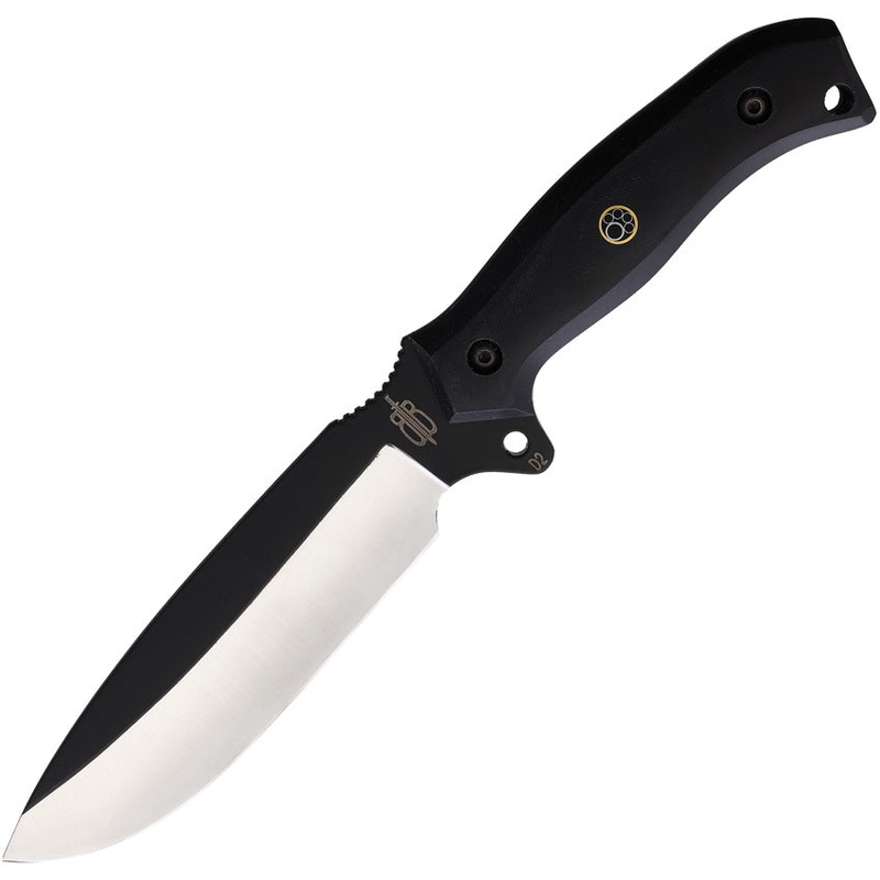 BucknBear Black Bear Hunter Black G10 D2 Steel Fixed Blade Knife w/ Sheath 71449