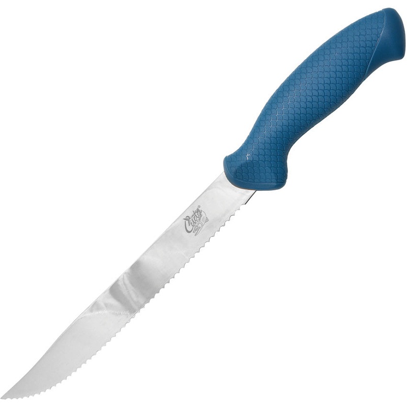 Camillus AquaTuff Utility Fillet Blue Stainless Serrated Fixed Blade Knife 23048