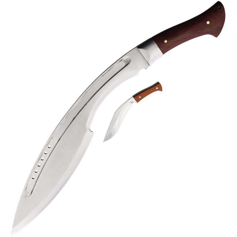 Defcon Tactical Kukri 2pc Brown Wood Stainless Fixed Blade Knife Set T22022- On Sale