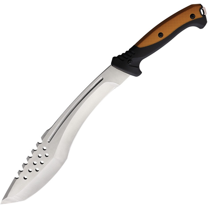 Defcon Tactical Kukri Black & Brown TPR Stainless Fixed Blade Knife T22027DC- On Sale