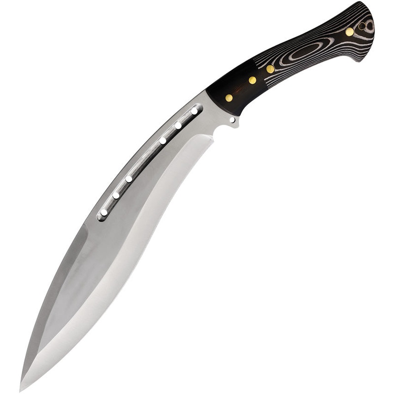 Defcon Tactical Kukri Black & White Micarta Stainless Fixed Blade Knife T22026BK- On Sale