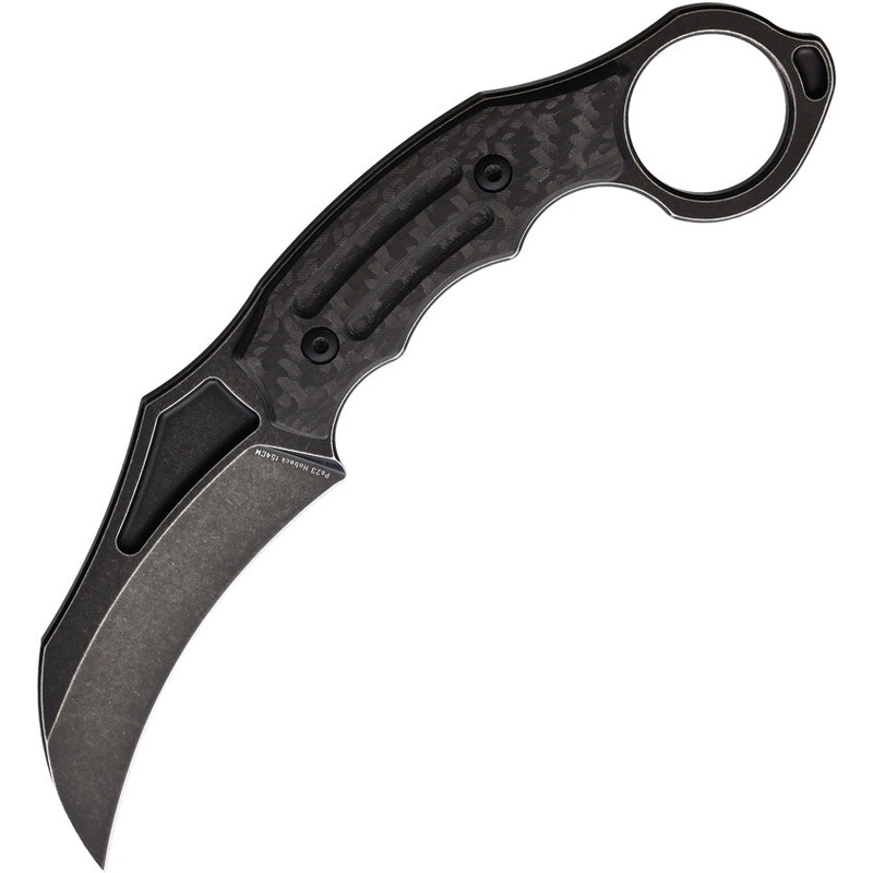 Hoback Knives Tusk Karamit Carbon Fiber 154CM Stainless Fixed Blade Knife 043B   - On Sale