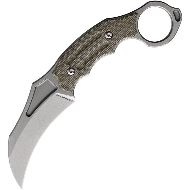Hoback Knives Tusk Karamit Green Micarta 154CM Stainless Fixed Blade Knife 043   - On Sale