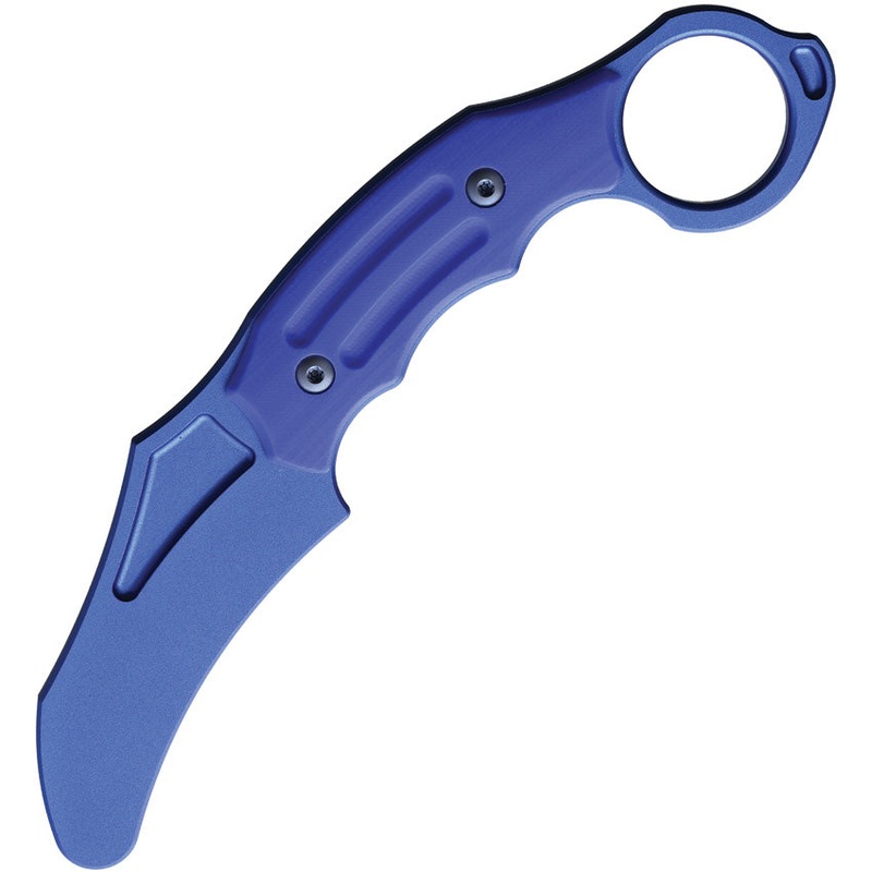 Hoback Knives Tusk Karamit Trainer Blue G10 Aluminum Fixed Blade Knife 043T   - On Sale