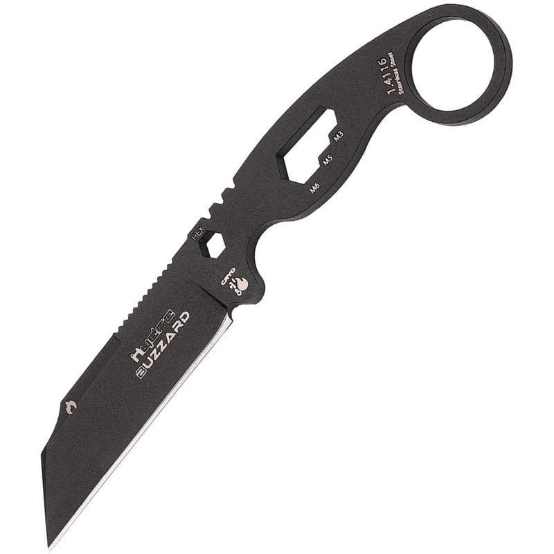 Hydra Knives Buzzard Black Vulture 1.4116 Stainless Fixed Blade Knife 01BLACKSBR  -On Sale