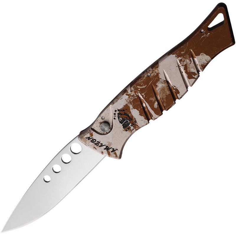 Piranha Knives Automatic Amazon Knife Button Lock Camo Aluminum 154CM Blade CP3C
