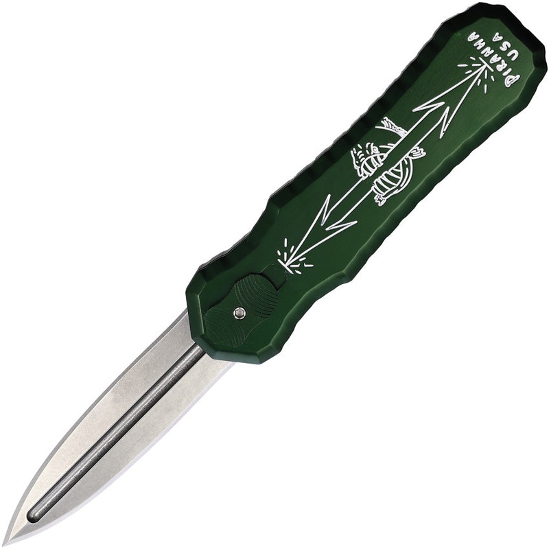 Piranha Knives Automatic Excalibur Tactical Knife OTF Green Aluminum 154CM Blade CP8G   - On Sale