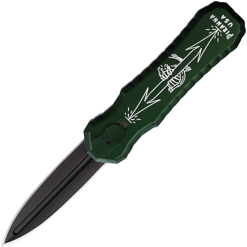 Piranha Knives Automatic Excalibur Tactical Knife OTF Green Aluminum Black 154CM Blade CP8GT   - On Sale