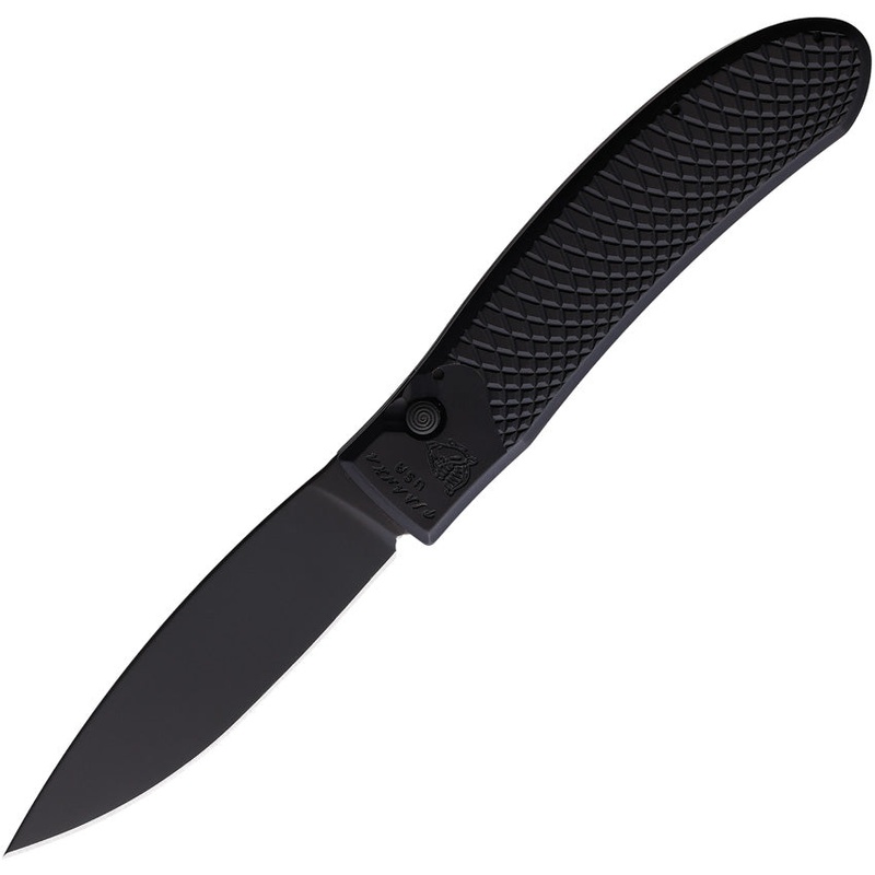 Piranha Knives Automatic Toxin Knife Button Lock Black Aluminum 154CM Blade CP18BKT   - On Sale
