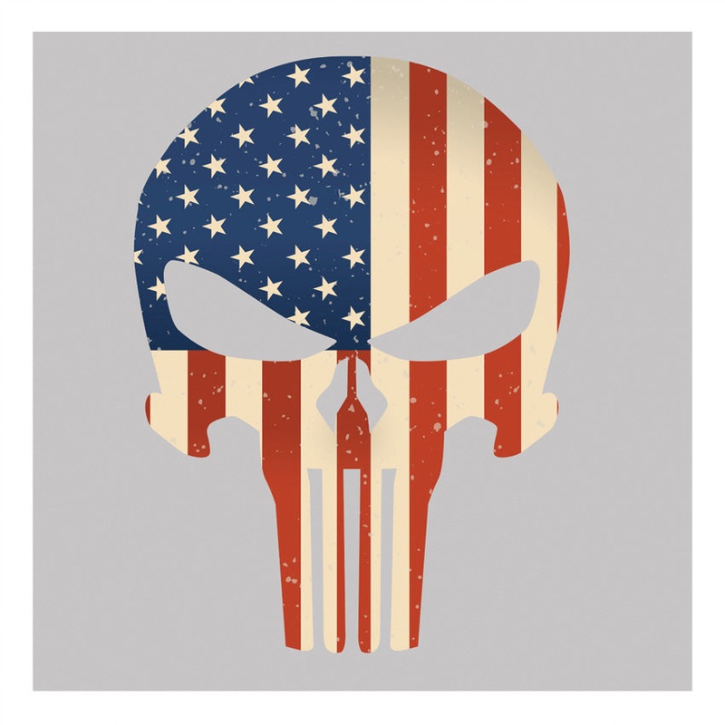 United States Tactical USA Flag Skull Design Sticker BS756