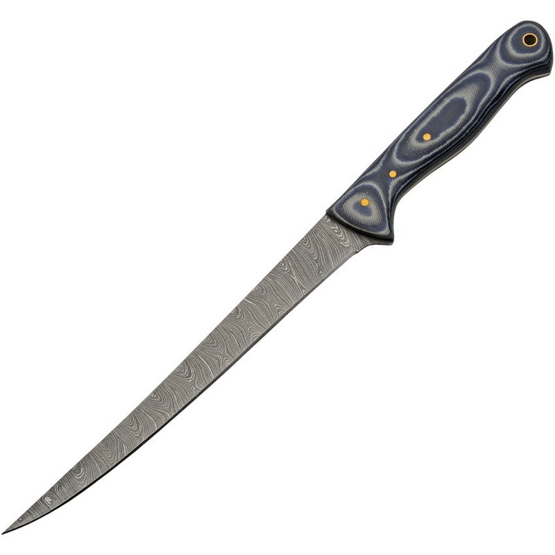 Damascus Fillet Black & White Micarta Damascus Fixed Blade Knife 1319