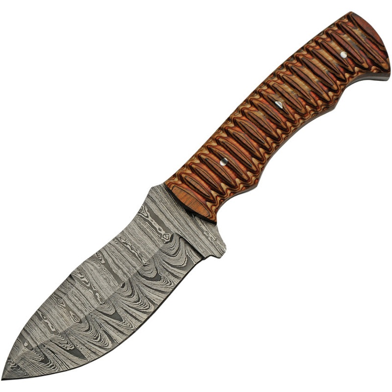 Damascus Golden Yellow Skinner Pakkawood Damascus Fixed Blade Knife 1331